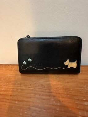 EUC RADLEY LONDON Scottie Dog Black Leather Zip Wallet